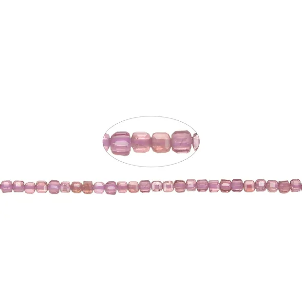 Stringed beads, garnet (pink), 02mm, faceted (39cm) | Marco Schreier