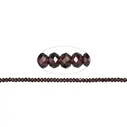 140820318022 Strand button, garnet, faceted, 02 x 03mm | wholesaler gems & healing stones