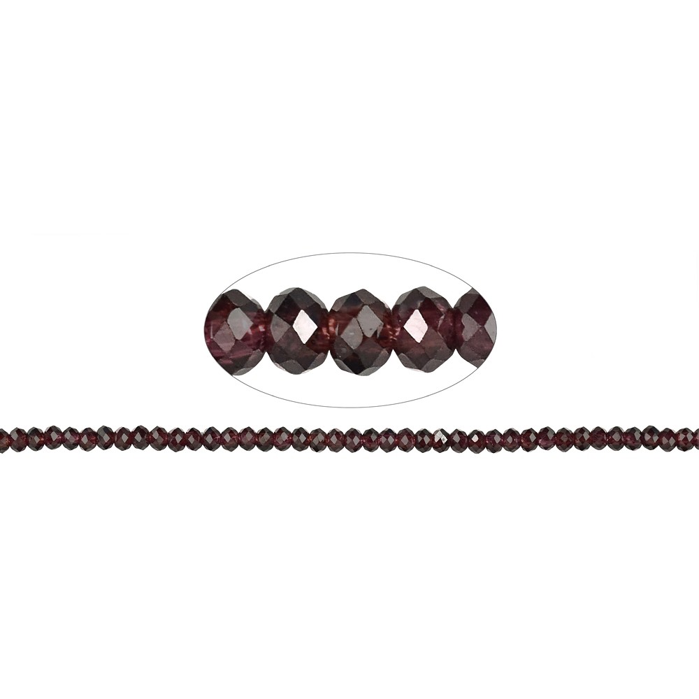 Strand button, garnet, faceted, 02 x 03mm | wholesaler gems & healing stones
