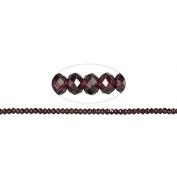 Rang de colliers, grenat, facetté, 02 x 03mm | Marco Schreier