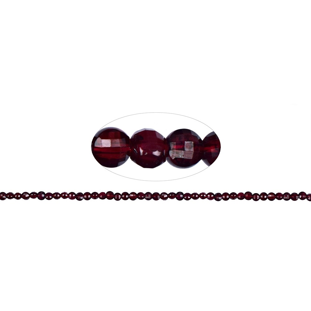 Lense strand, garnet, faceted, 03 x 04mm | wholesaler gems & healing stones