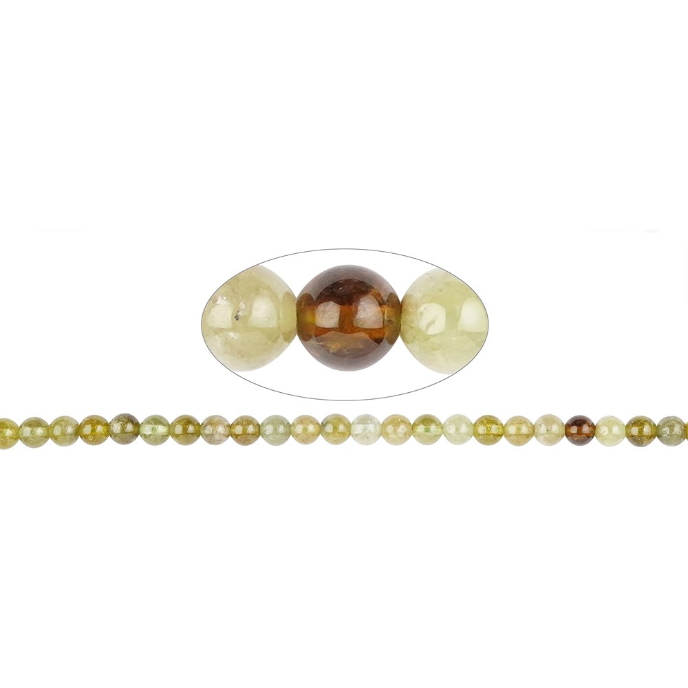 Rang de collier boules, Grenat vert (Grossulaire) brun, 07mm | Marco Schreier