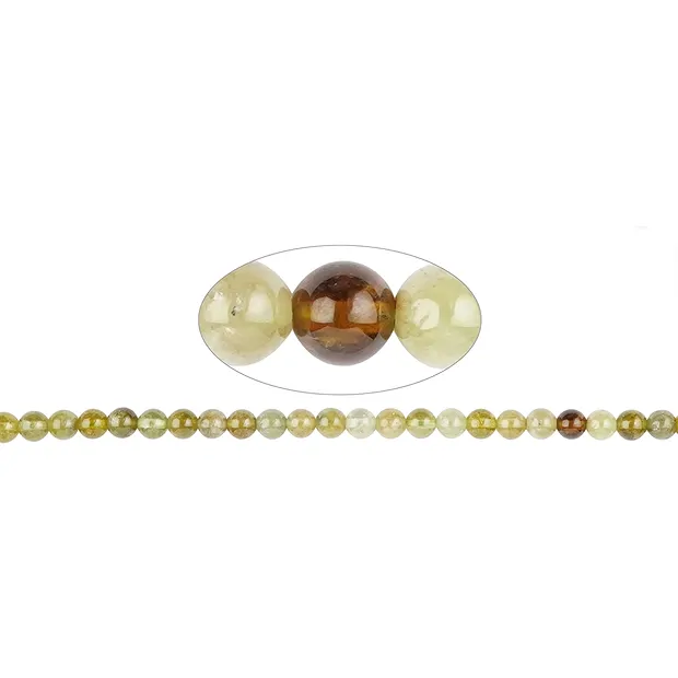 Cuentas preciosas, granate verde (Grossular) marrón, 07mm | Marco Schreier