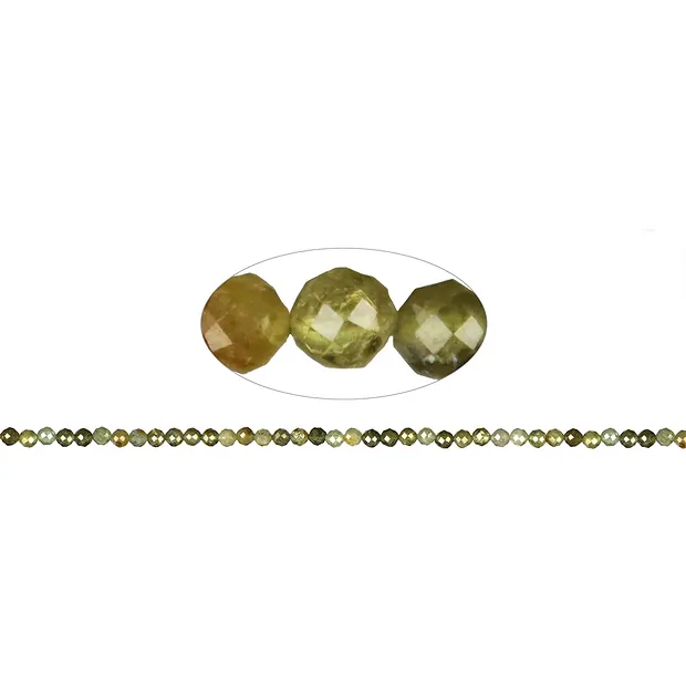 Cuentas preciosas, granate verde (Grossular), facetadas, 04mm (39cm) | Marco Schreier