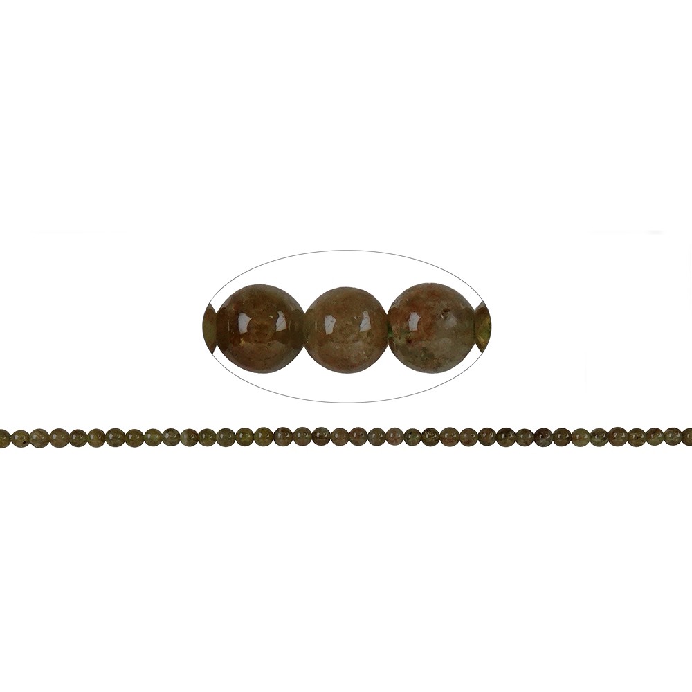 Rang de collier boules, grenat vert olive (Grossular), 04-05mm (39cm) | Marco Schreier