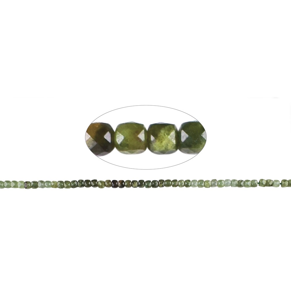 Cubo a filo, verde granato (Grossulare), sfaccettato, 04 mm | Marco Schreier