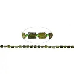 140830626220 Strand cylinder, garnet green (Grossular), coarsely faceted, 10 x 06mm (42cm) | Marco Schreier