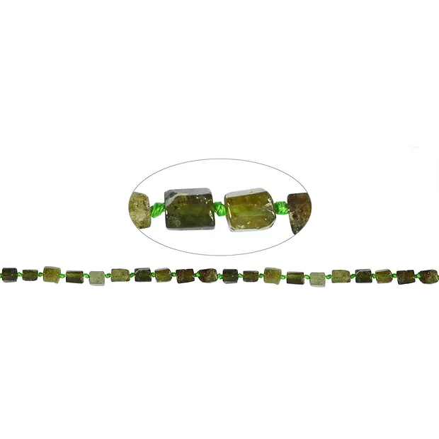 Cilindro de filamento, granate verde (grossular), facetado grueso, 10 x 06mm (42cm) | Marco Schreier