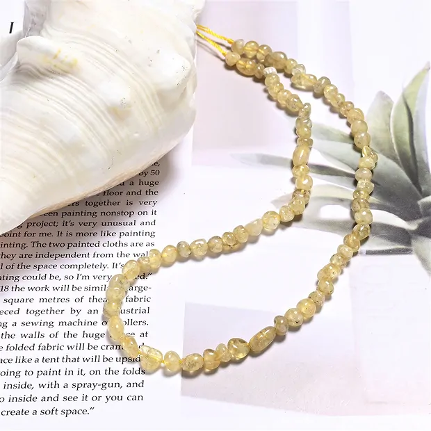 Rang de colliers Nuggets, grenat (jaune), 05 - 06mm rond (39cm) | Marco Schreier