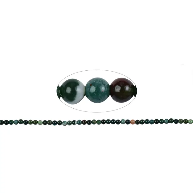 String Beads, Heliotrope (Bloodstone), 02mm | wholesaler gems & healing stones