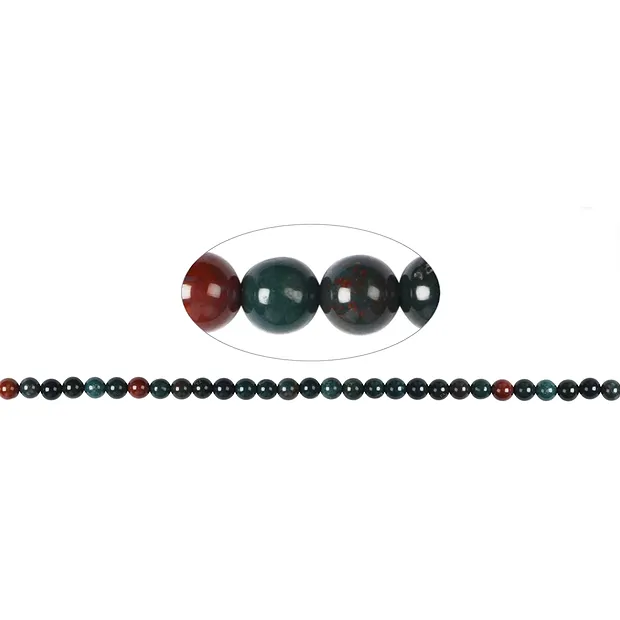 String Beads, Heliotrope (Bloodstone), 06mm | wholesaler gems & healing stones