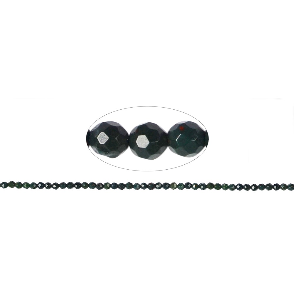 String Beads, Heliotrope (Bloodstone), faceted, 04mm | Marco Schreier