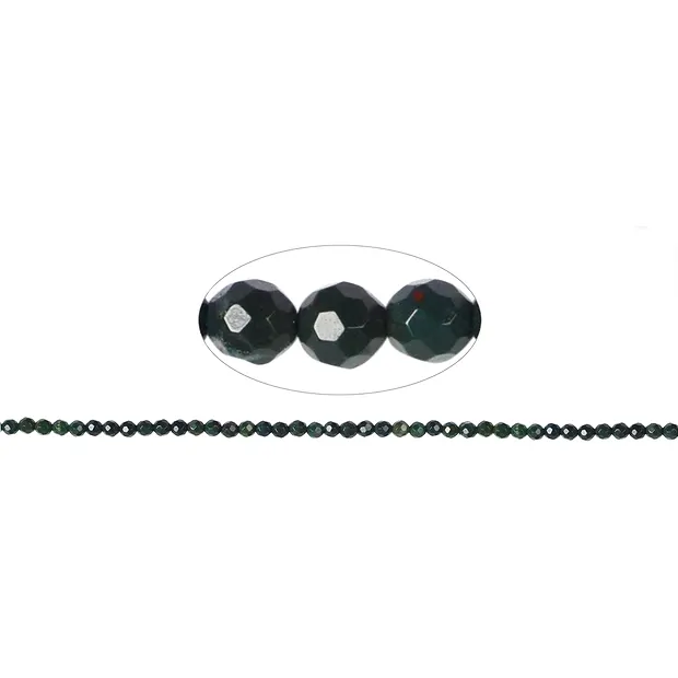 Strang Kugeln, Heliotrop, facettiert, 04mm | GH Edelsteine, Heilsteine & Schmuck