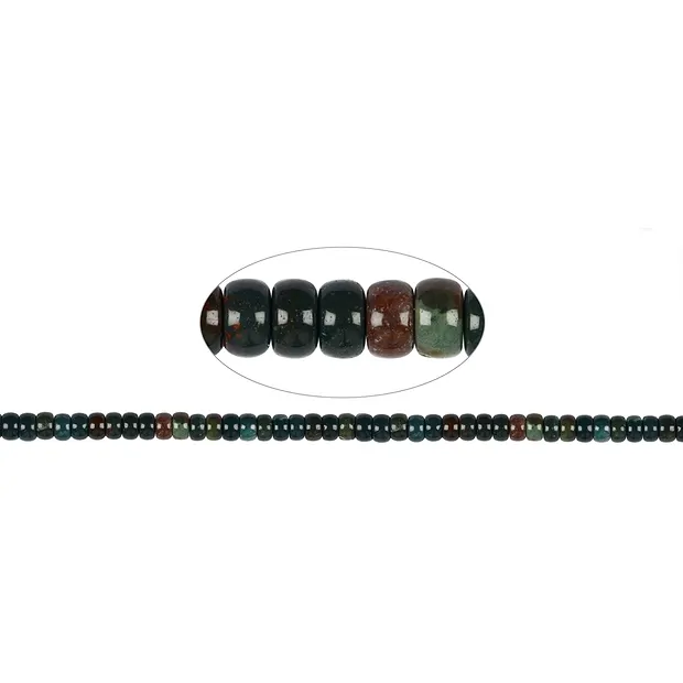 Cylinder strand, Heliotrope (Bloodstone), 05 x 08mm | Marco Schreier