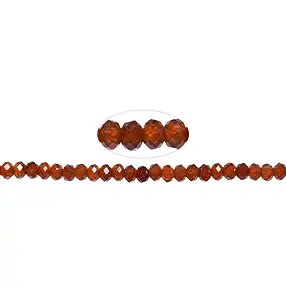 Strang Button, Hessonit (Granat), facettiert, 03 x 04mm (39cm) | Marco Schreier