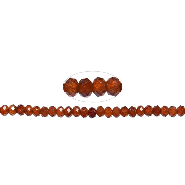 Cordón de botones, Hessonita (granate), facetado, 03 x 04mm (39cm) | Marco Schreier