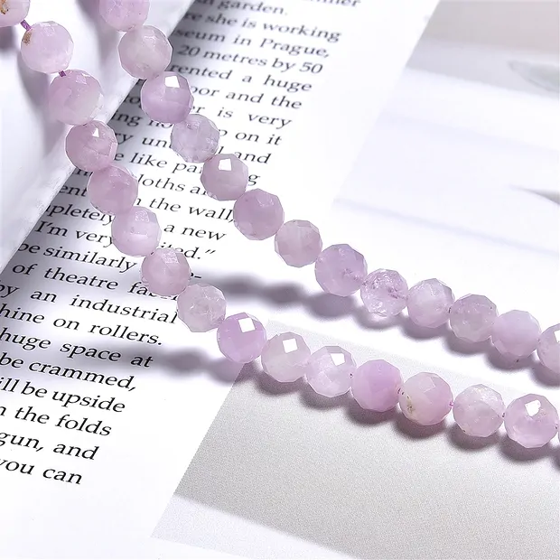String Beads, Kunzite, 06mm, faceted (39cm) | wholesaler gems & healing stones