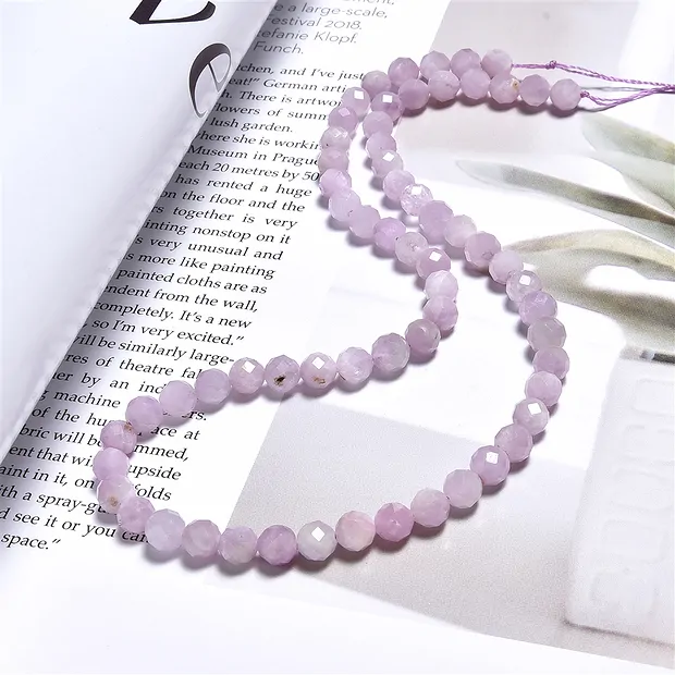 String Beads, Kunzite, 06mm, faceted (39cm) | wholesaler gems & healing stones
