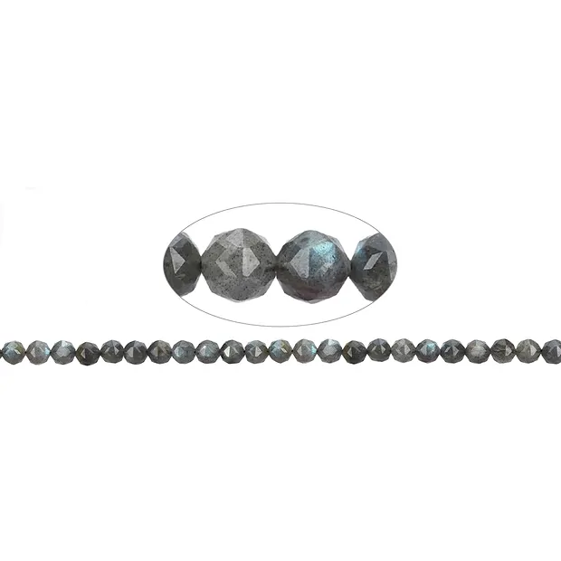 Rang de colliers boules, labradorite, à facettes, 08mm (39cm) | Marco Schreier