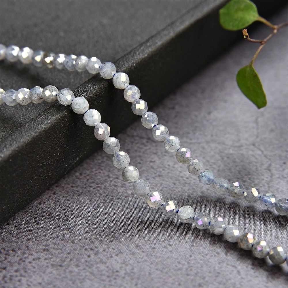 Filo di perle, labradorite (placcata al vapore), sfaccettate, 03 mm | Marco Schreier