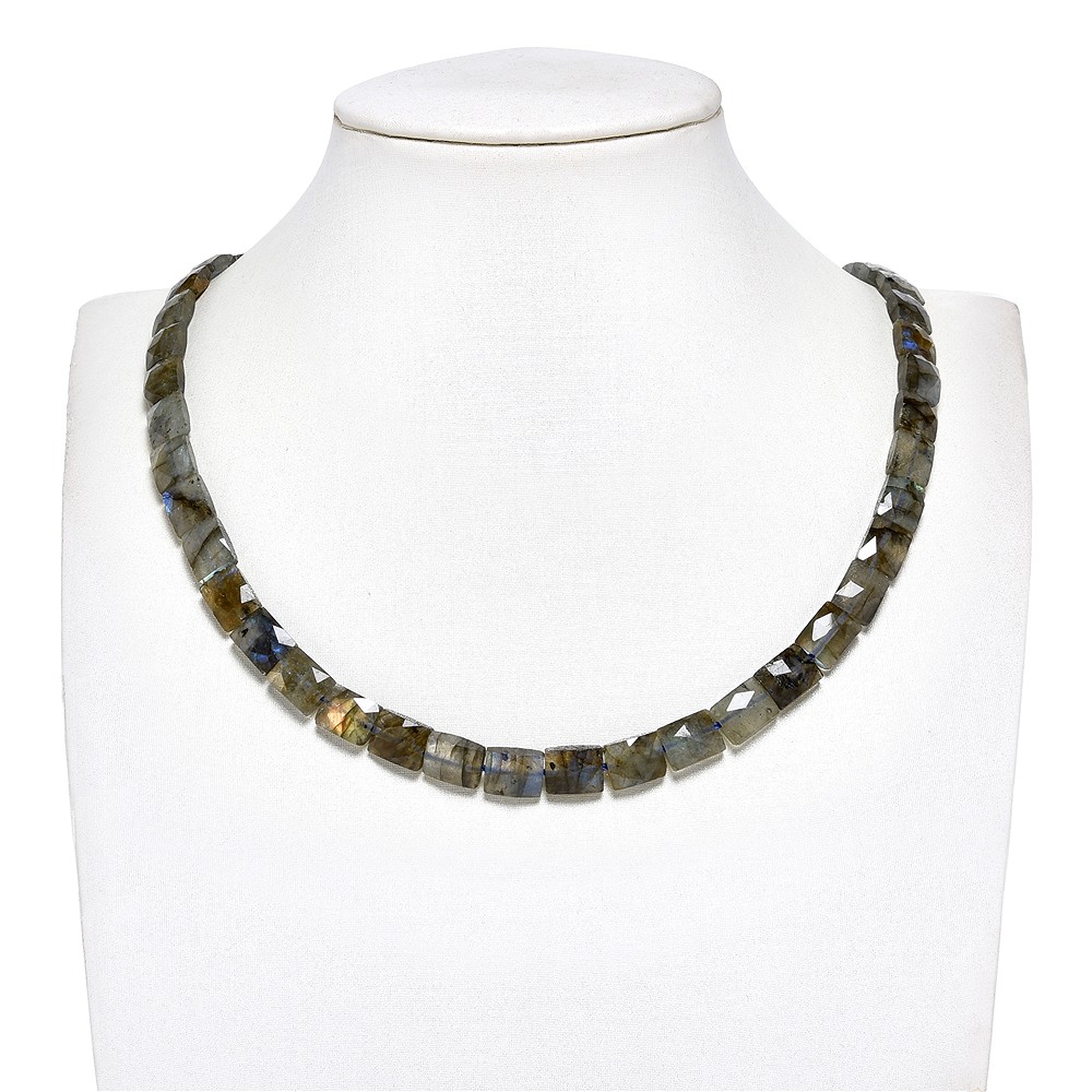 Rectangular strand, Labradorite (dark), 10 x 8mm, faceted (39cm) | Marco Schreier