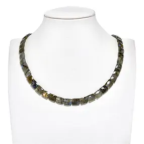 Rectangular strand, Labradorite (dark), 10 x 8mm, faceted (39cm) | Marco Schreier