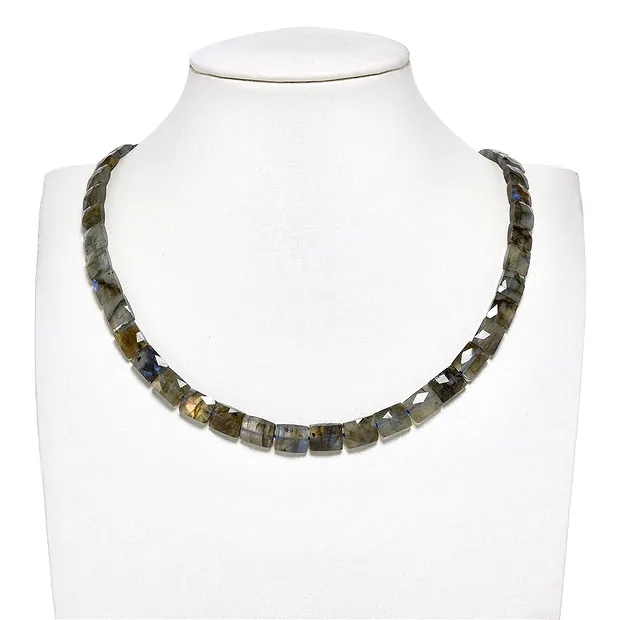 Rectangular strand, Labradorite (dark), 10 x 8 mm, faceted | Marco Schreier