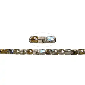 Rectangular strand, Labradorite (dark), 10 x 8mm, faceted (39cm) | Marco Schreier