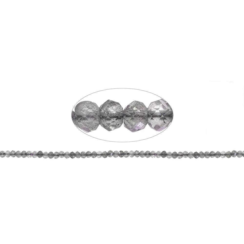 Collar de botones, labradorita (oscura), facetado, 03 x 04mm | Marco Schreier