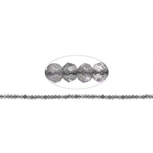 Strang Button, Labradorit (dunkel) B, facettiert, 03 x 04mm | Marco Schreier