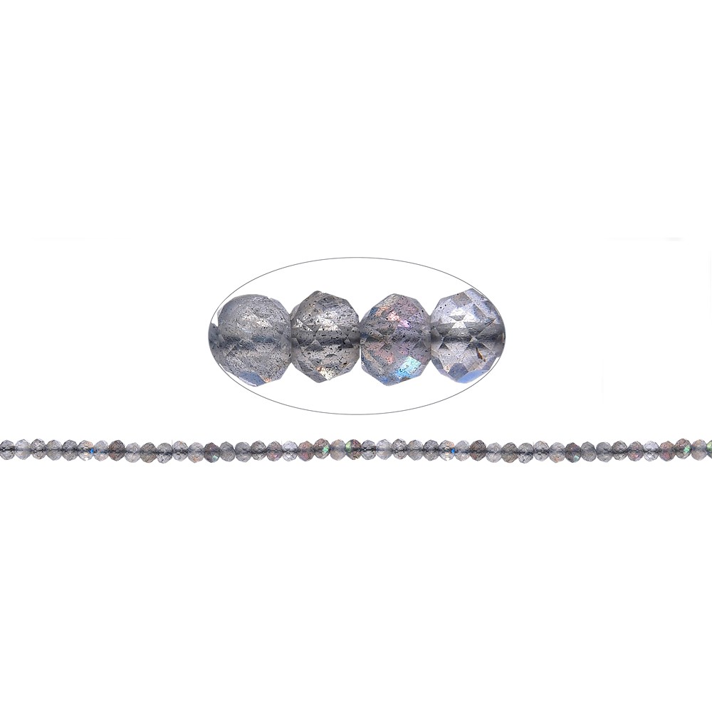 Strang Button, Labradorit (dunkel), facettiert, 03 x 04mm | Marco Schreier