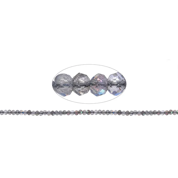 Strang Button, Labradorit (dunkel) AA, facettiert, 03 x 04mm | Marco Schreier