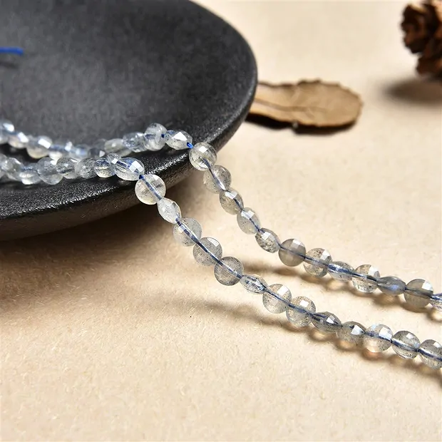 Coin strand, labradorite, faceted, 04mm | wholesaler gems & healing stones