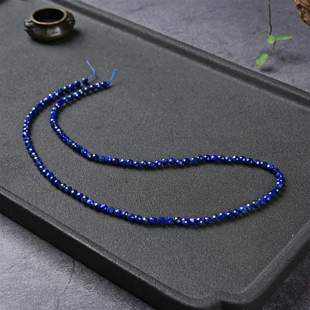 Strang Kugel/Button, Lapis Lazuli A, facettiert, 03 x 03mm | Marco Schreier
