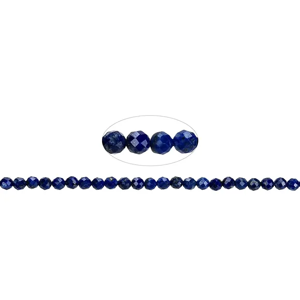 Strang Kugel/Button, Lapis Lazuli A, facettiert, 03 x 03mm | Marco Schreier