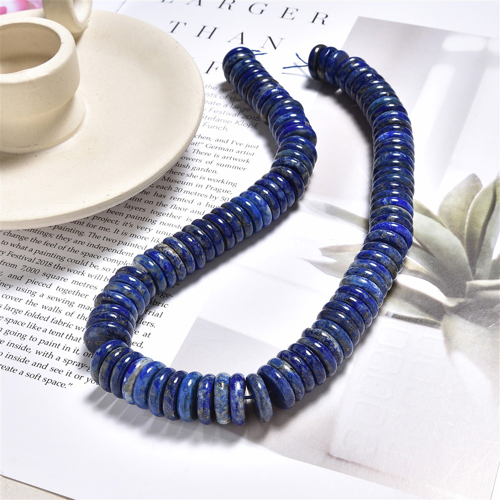 Rang de collier disques/boutons, Lapis-lazuli, 04 x 15mm (39cm) | Marco Schreier