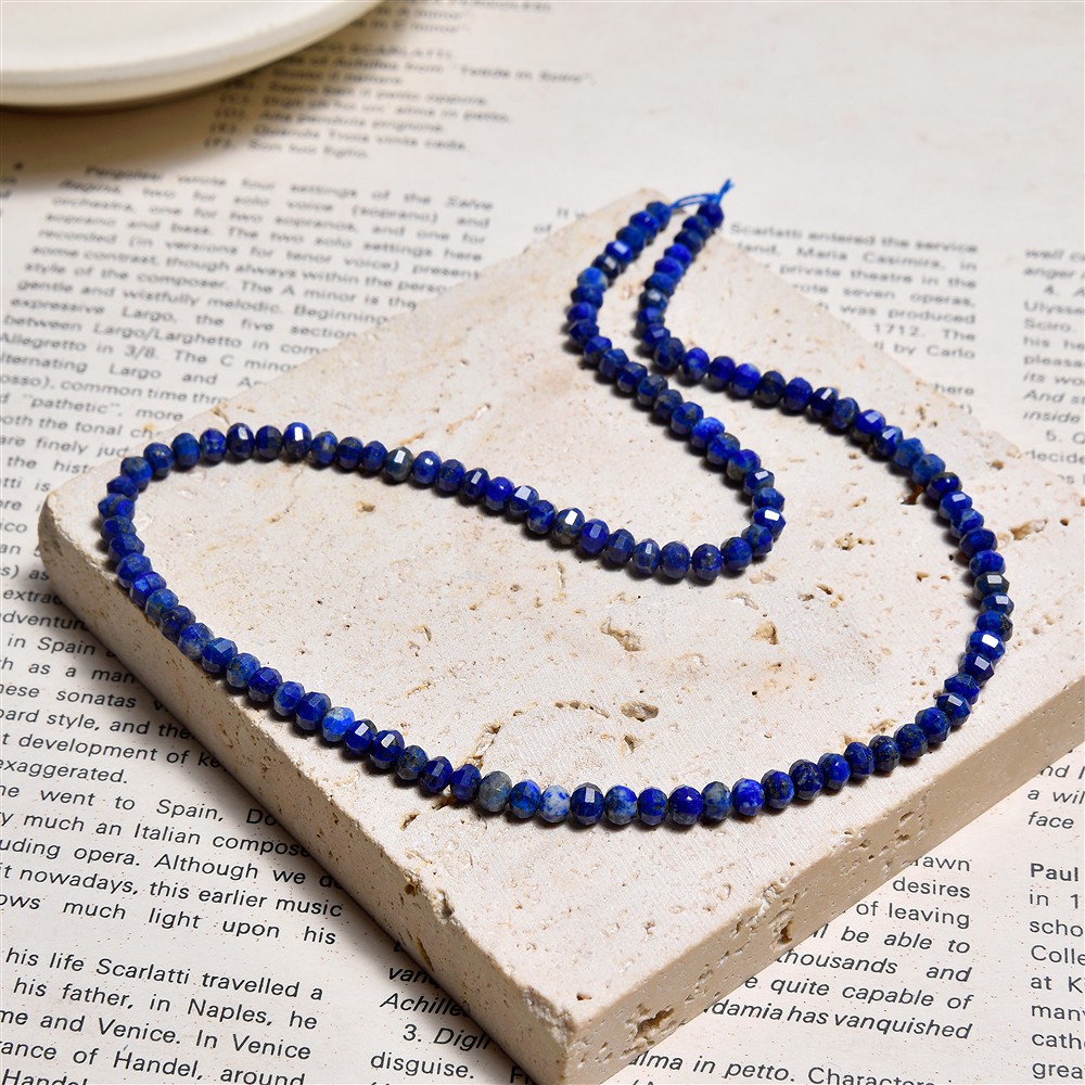 Button strand, Lapis Lazuli, 04 x 03mm, faceted | gems, healing stones & jewelry