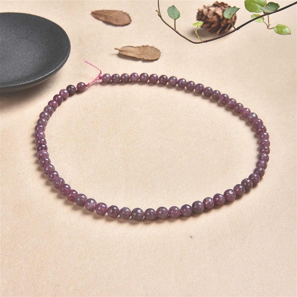 Rang de colliers boules, Lépidolite (stab.) claire, 06mm | Marco Schreier