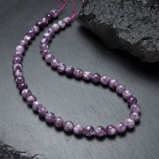 Filo di perle, Lepidolite (stab.), 08mm | grossista gemme e pietre curative