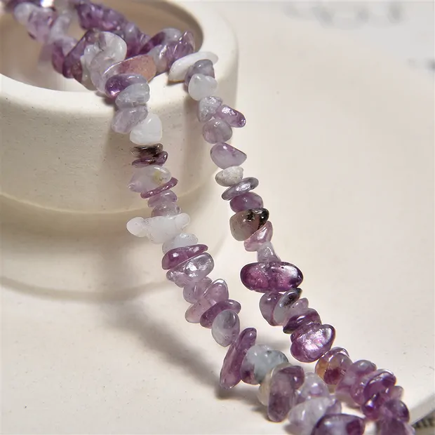 Strand splinter, Lepidolite (stab.), 03 - 05mm, 80cm | Marco Schreier
