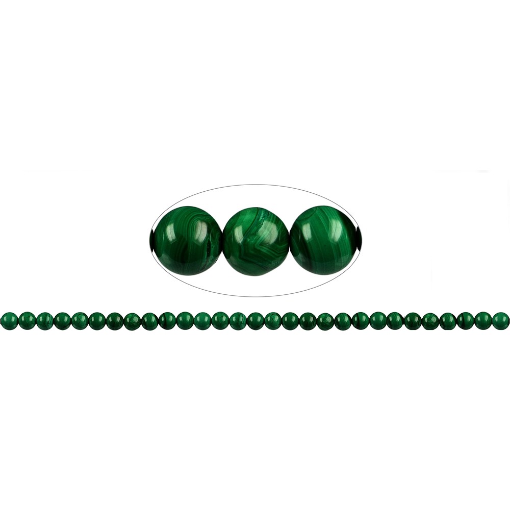 String Beads, Malachite (stab.), 06 - 07mm | wholesaler gems & healing stones