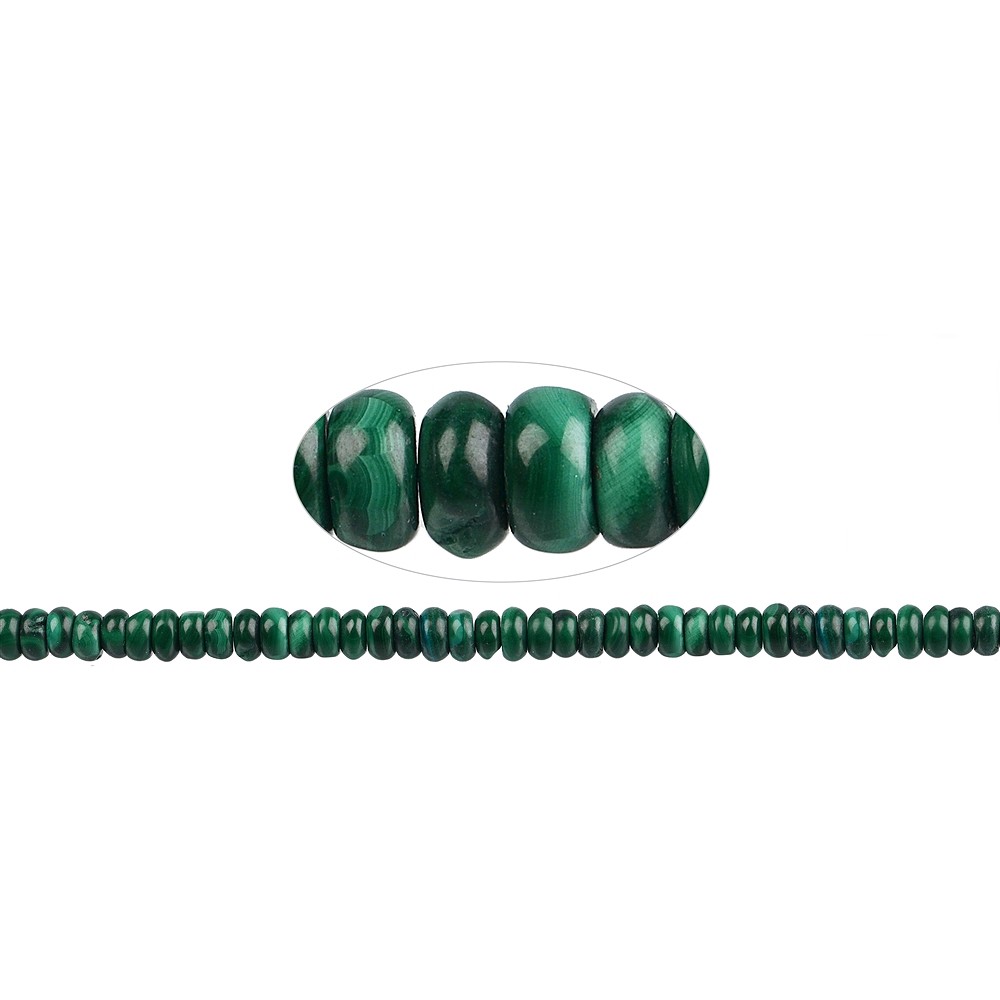 Button strand, Malachite (stab.), 03 x 06mm | wholesaler gems & healing stones
