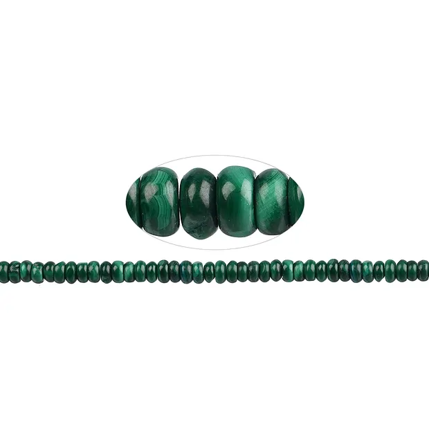 Button strand, Malachite (stab.), 03 x 06mm | wholesaler gems & healing stones
