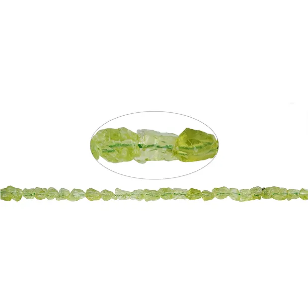 Strang Nuggets, Peridot (roh), 05 x 07mm | GH Edelsteine, Heilsteine & Schmuck