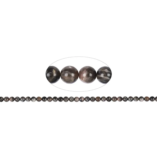 Rang de collier boules, pierre de lune (foncée), 06mm (39cm) | Marco Schreier