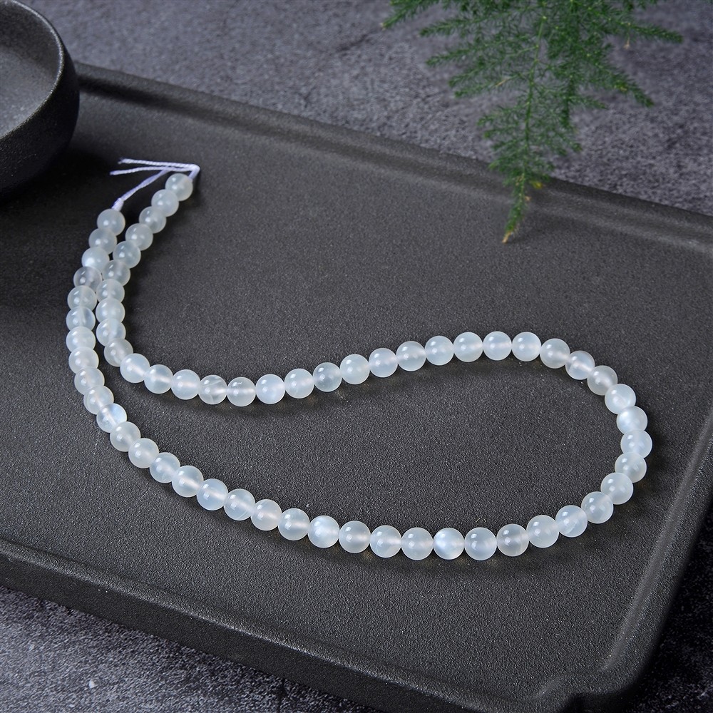 Cuentas preciosas, Piedra de luna (blanca), 06 mm | Marco Schreier