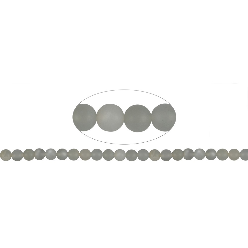 Filo di perle, Pietra di luna (grigio argento), opaco, 08 mm (38 cm) | Marco Schreier