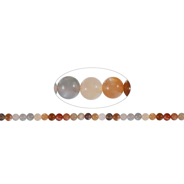 Rang de collier boules, pierre de lune (multicolore), 08mm (37cm) | Marco Schreier