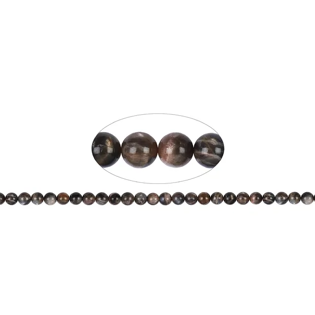 Rang de collier boules, pierre de lune (foncée), 08mm (39cm) | Marco Schreier