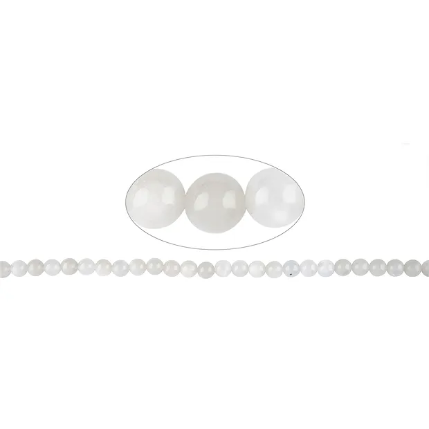 Rang de colliers boules, Pierre de lune (blanche), 08mm (39 cm) | Marco Schreier